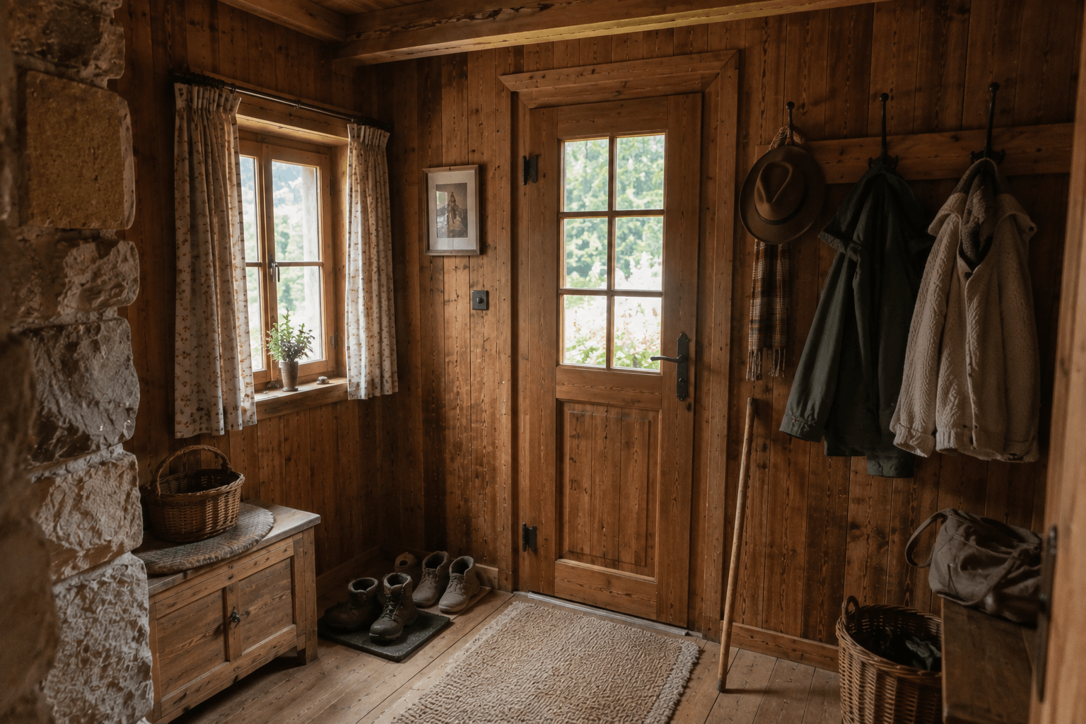 Eingang mit Garderobe und Stiefeln